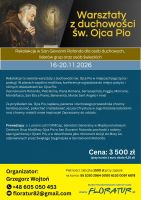 plakat wydarzenia - warsztaty duchowości św. Ojca Pio